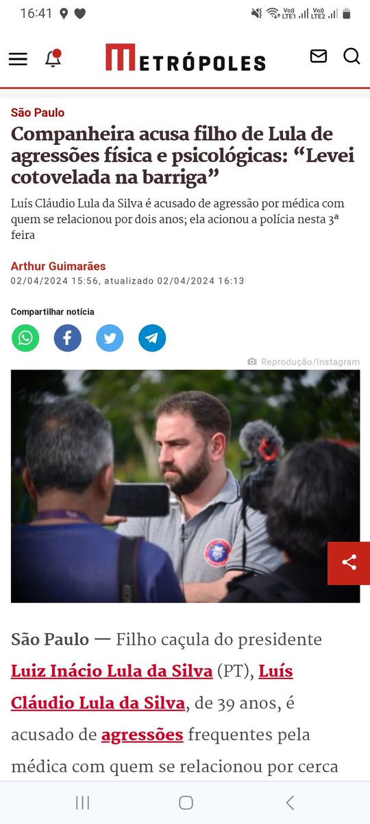 BrunnoBarcelos's tweet image. Filho de Lula, o ex-presidiário, foi acusado pela companheira de agressão física e psicológica.

É aquele negócio: "Acuse-os do que você é".

#lula #lulinha #lulaladrão #feministas #feminazis