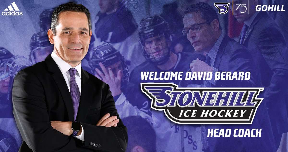 Welcome to Stonehill, @DavidBerard30! Earlier today, Stonehill announced David Berard as its next @StonehillHockey head coach! 8⃣ years as Division I head coach (Holy Cross, UConn) 2⃣9⃣ years of collegiate coaching experience Read More➡️bit.ly/4aEAt7f #GoHill