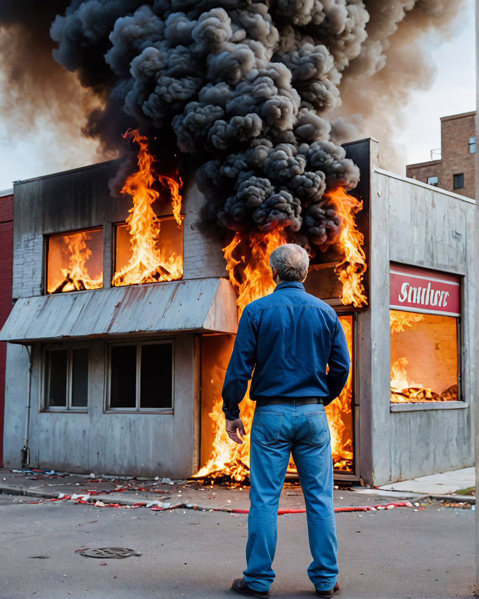 BLAZE OF GLORY A suspicious errant grease fire torches Eddie Rockets in Dublin. A dismayed owner Clint Eastwood looks on as his beloved eatery goes up in a towering inferno.