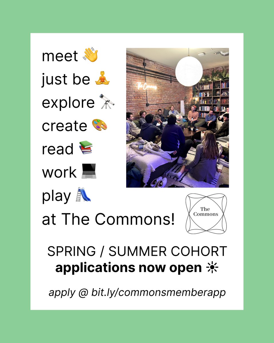 Need a community living room, hogwarts study hall, endless fascinating salons, & rabbit hole convos with the most friendly, earnest, & nerdy peeps in SF? we got you. 🙌 apply before May 10th, 2024