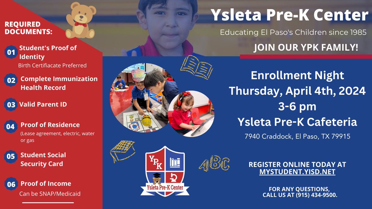 Join the YPK family & find out why loving learning starts here! 🧸🖍️#BEATEDDYBEAR #onlyatYPK @YsletaISD @nlsierra1 @MSuizette @YsletaPKLibrary