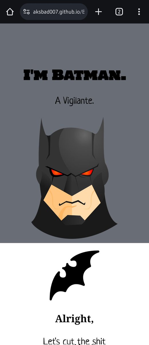 It's around 6 in the morning. I'm cleaning up my PC storage, and I found some old #code from when I first started #learning web dev in 2020. One of it was this #portfolio #website I built for #Batman 🦇😆. aksbad007.github.io/BatSite/