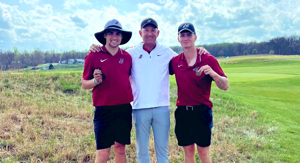 Freshman <a href="/MaverickConaway/">maverick conaway</a> (on the left) shots 3 rounds under par 68, 70, 71 to finish 7-under &amp; place 2nd as well as leading Greyhounds all-freshman lineup to runner-up team finish. Windy,Rainy,Wet Event <a href="/IndianaGolf/">Indiana Golf</a> <a href="/IndyStarSports/">IndyStarSports</a> <a href="/skeeterfair/">Seth Fair</a> <a href="/tiptonbdevils/">Tipton High School Athletics</a> <a href="/UIndyAthletics/">UIndy Athletics</a>