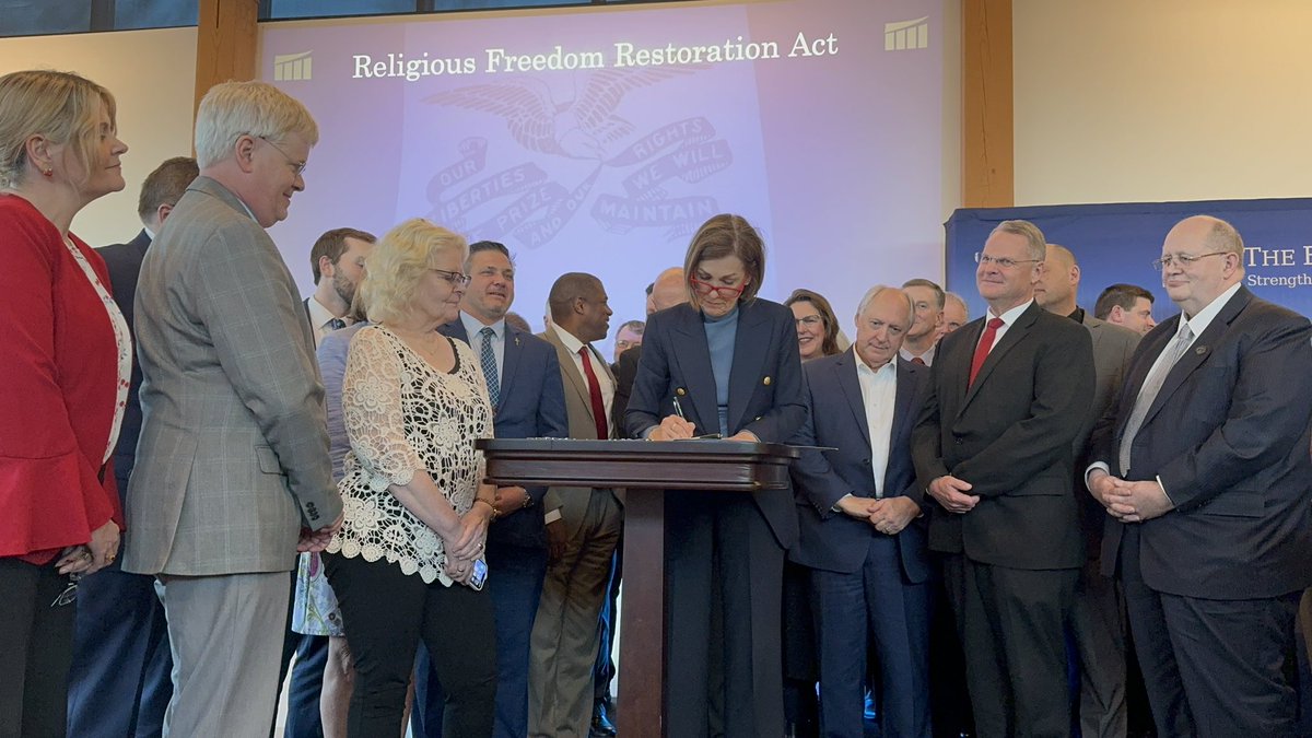 Major victory! Iowa’s Governor Reynolds signed the Religious Freedom Restoration Act (RFRA) into law this evening!