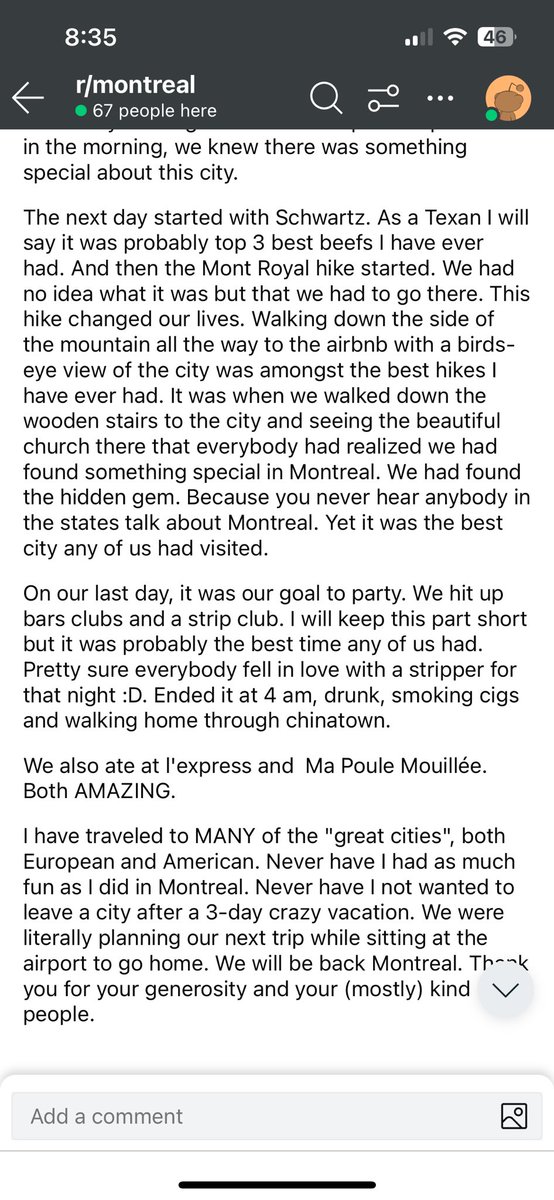 Saw this on Reddit today. A nice reminder that Montreal is pretty great, despite its many faults.