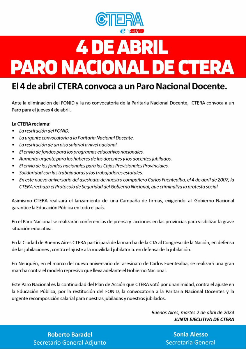 Republica99's tweet photo. Paro de #CeTeRA
#4deAbril https://t.co/dYyepnmzrU