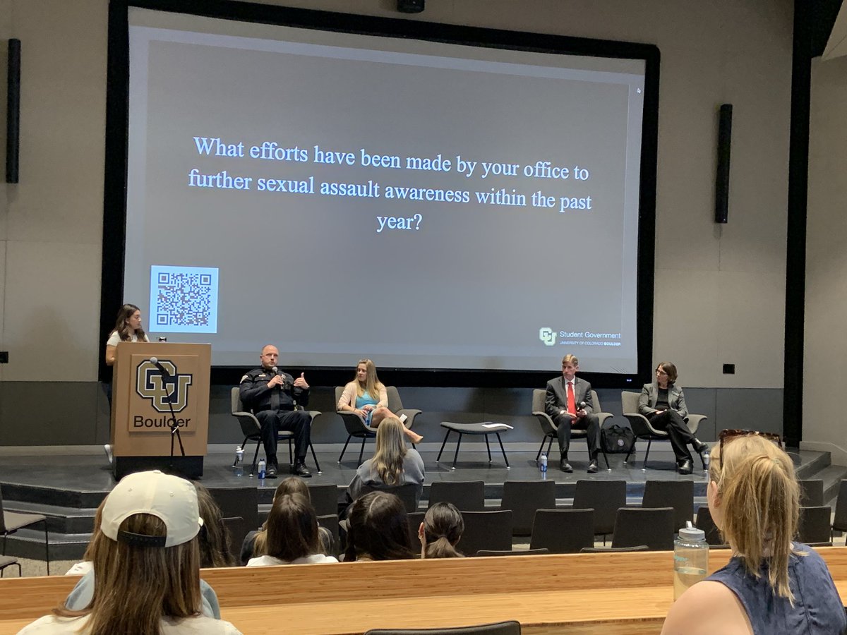 Great❓at the 3rd annual sexual assault awareness panel hosted by CUSG @ChaseCrom ⬇️ We have worked closely with OIEC, @DABoulder20th and OVA. Here’s just one example of the work we’re doing during #SexualAssaultAwarenessMonth and always. 💙 colorado.edu/today/2023/12/…