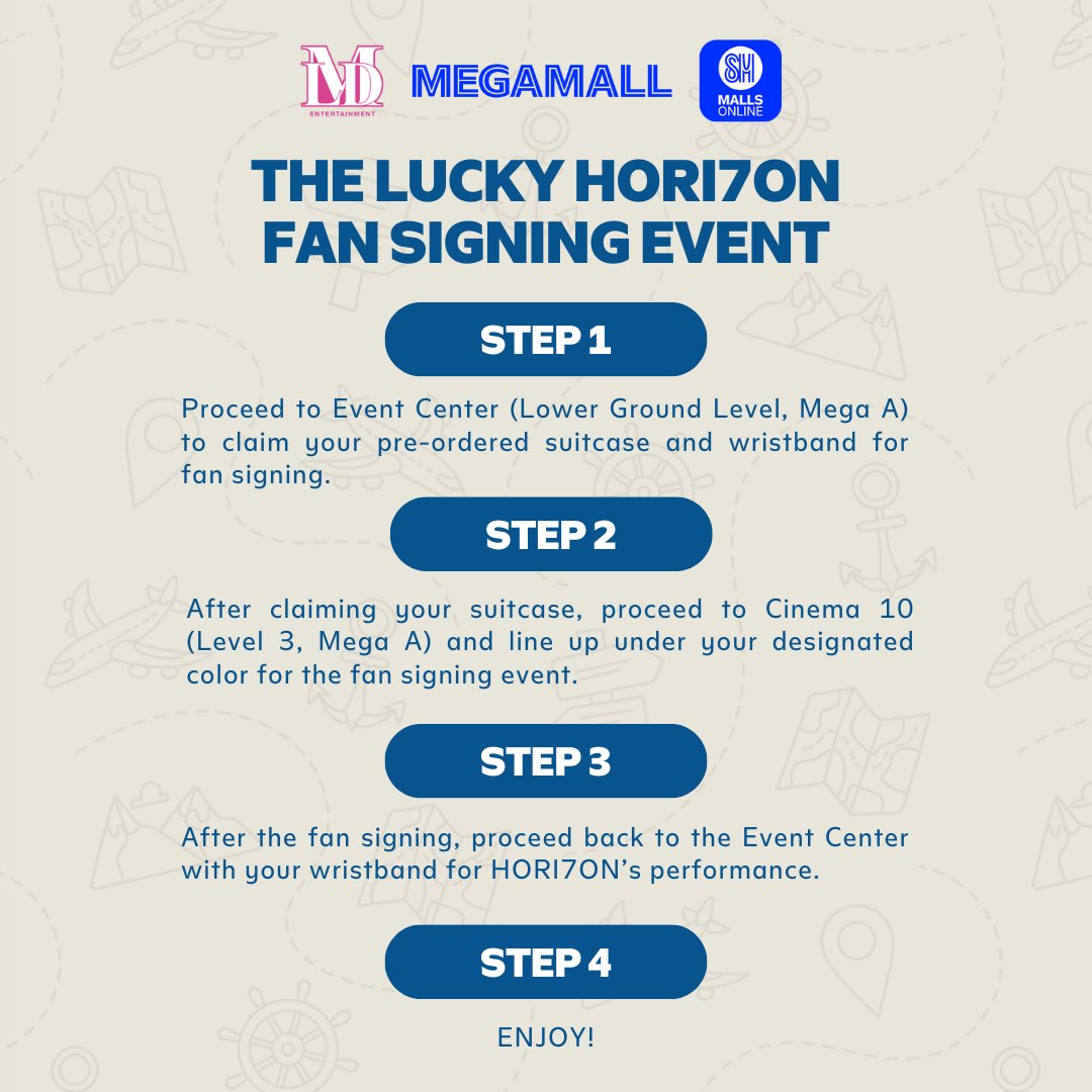 Hey Anchors! Read through these friendly reminders and FAQs for the HORI7ON Fan Signing Event to ensure a fun and smooth sailing experience this April 6 at SM Megamall! Minor child/PWD Liability Waiver Sample: docs.google.com/.../1afyRY.../…