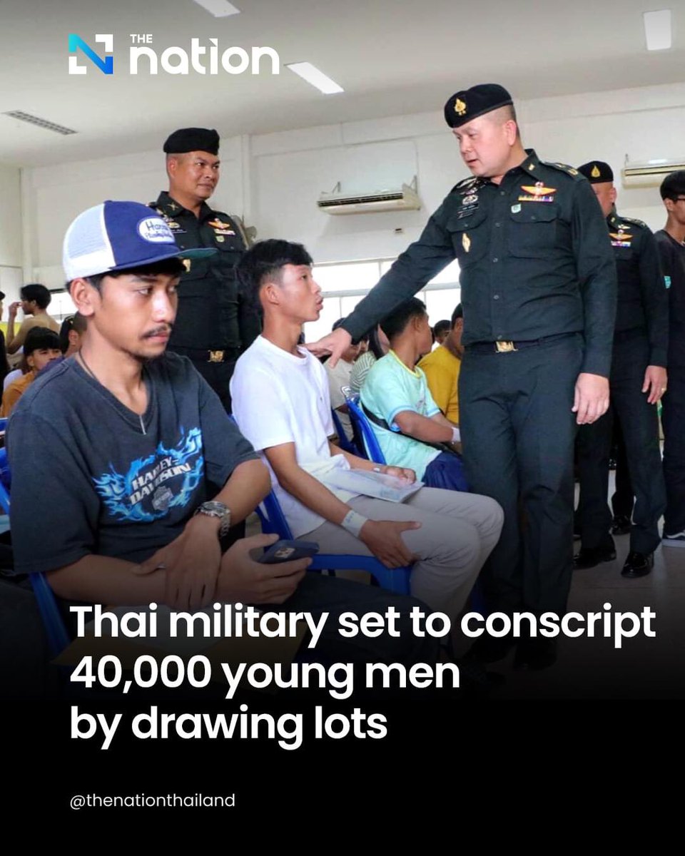 MoeSatKhinn's tweet image. The Defence Ministry boasted on Tuesday that its focus on welfare for new military recruits is encouraging more young men to voluntarily join or remain in the military this year.
#conscripts #Thailand #DefenceMinistry #General #ThailandNews