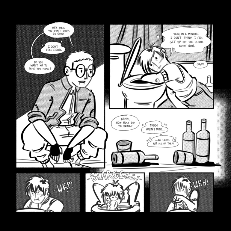 PatchworkZine's tweet photo. Here are some snapshots from our new issue: @bored_amelia makes you relate to a vampire. We've all been there.

Experience the full comic in our new issue! Link in bio.

#comics #comiczine #patchworkzine #sequentialart #vampires #scadseqa https://t.co/QWHDd85fbz