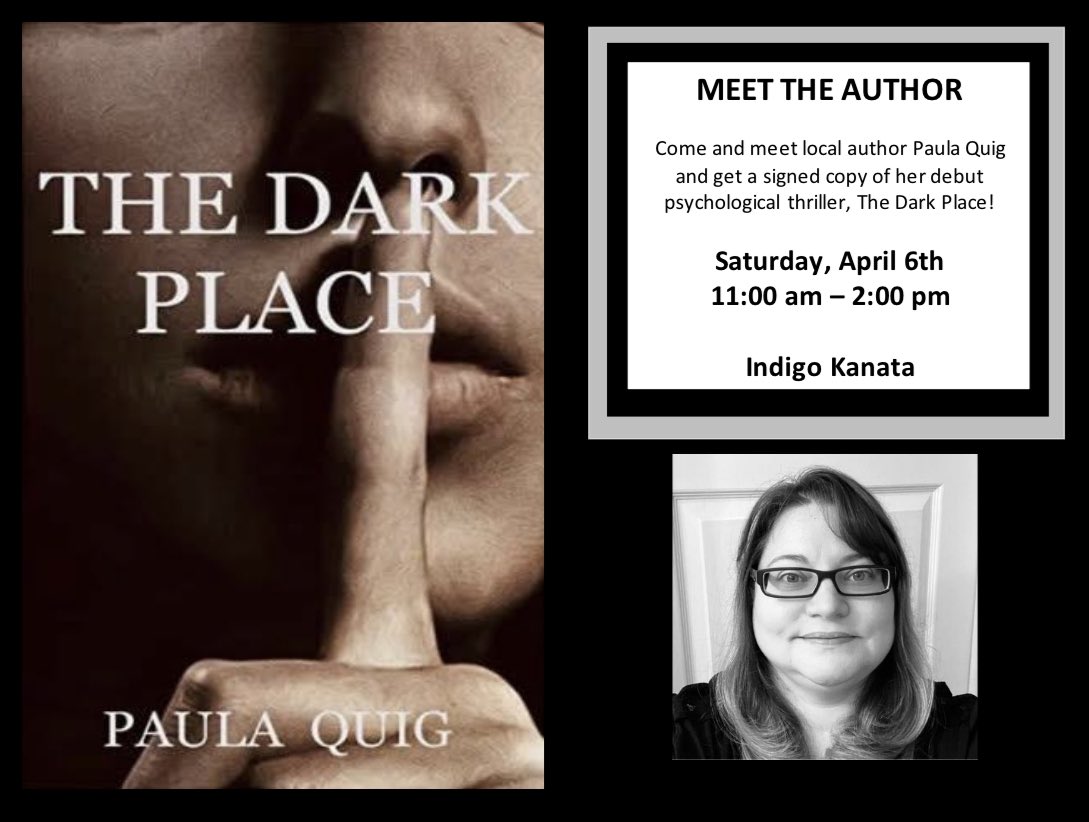 Hi Ottawa folks!  I’ll be at Indigo Kanata this coming Saturday for a book signing!  Come check it out!

#localauthor #canadianauthor #indigo #psychologicalthriller #indigokanata