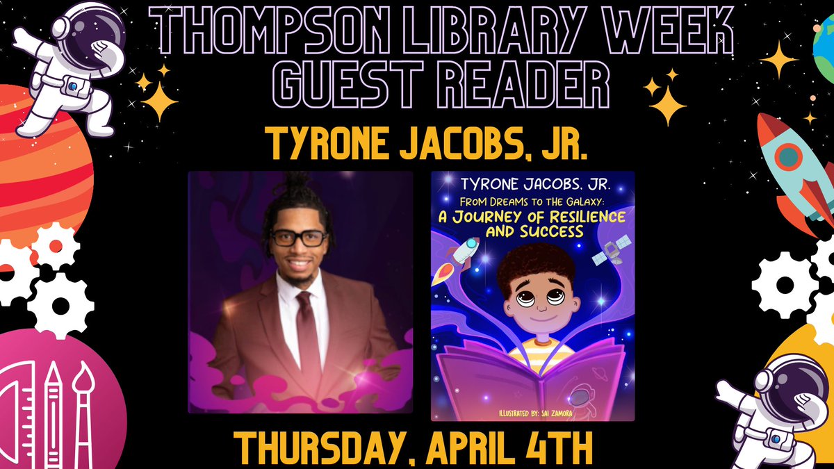 TigersLMCAldine's tweet image. Exciting news! Our library is about to launch into the cosmos with a surprise visit from engineer, author, & motivational speaker Tyrone Jacobs, Jr.! Get ready for an inspiring journey through space and STEM exploration! 🚀📚 #NASA #STEM #LibraryWeek @AldineISD @Thompson_Aldine