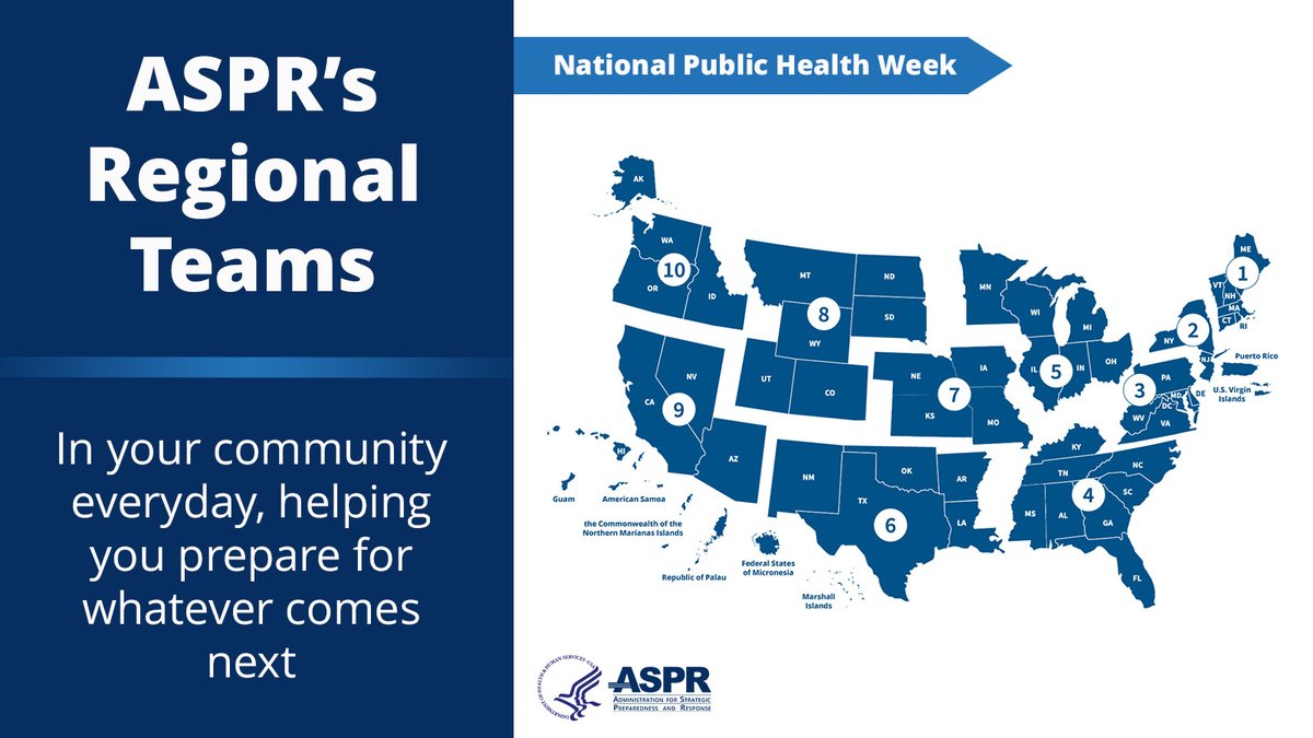 Thank you to our ASPR regional teams for supporting the health of communities and the people who call them home. ASPR regional staff work with area public health, emergency management, and healthcare professionals to strengthen health security. bit.ly/4cDX4CJ