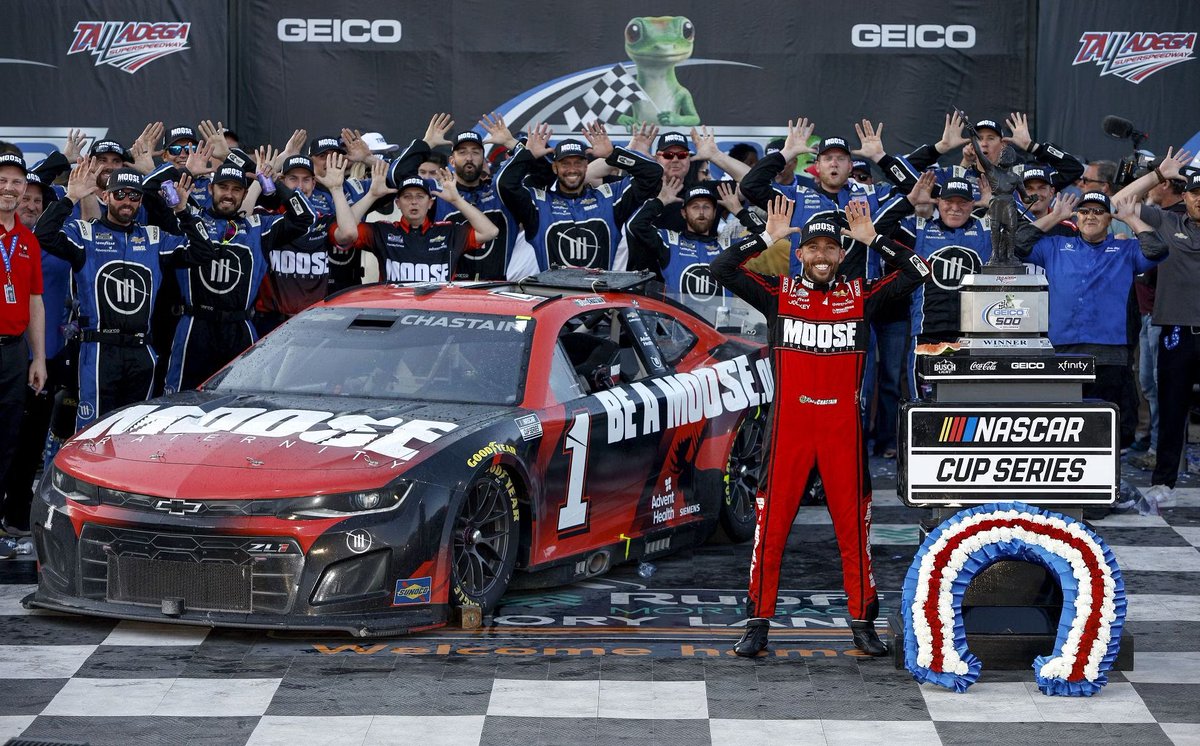 On this day in NASCAR history - Ross Chastain won the 2022 GEICO 500 at Talladega