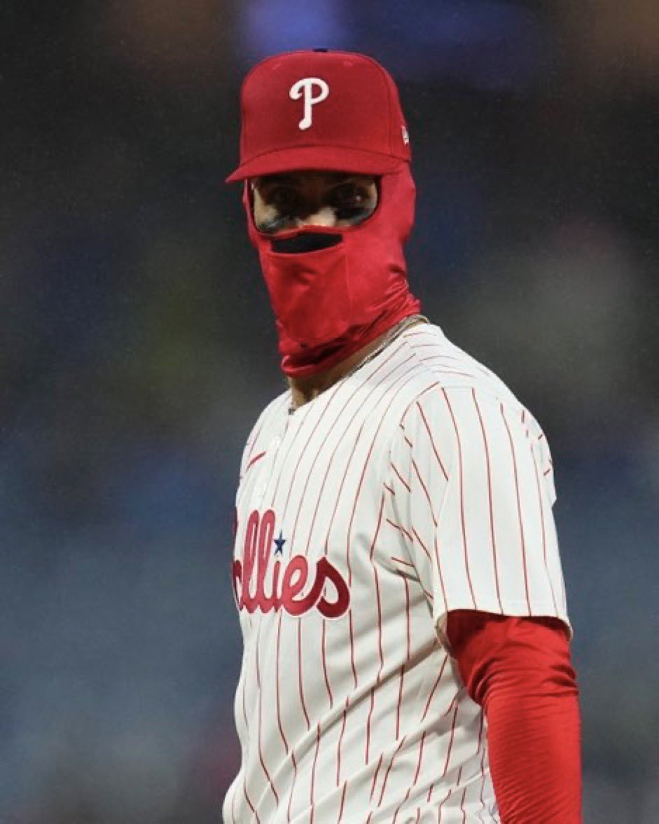 TheGoodPhight's tweet photo. You can run, you can hide, but you can’t stop ski mask Bryce Harper. https://t.co/2cYy0mLSLx