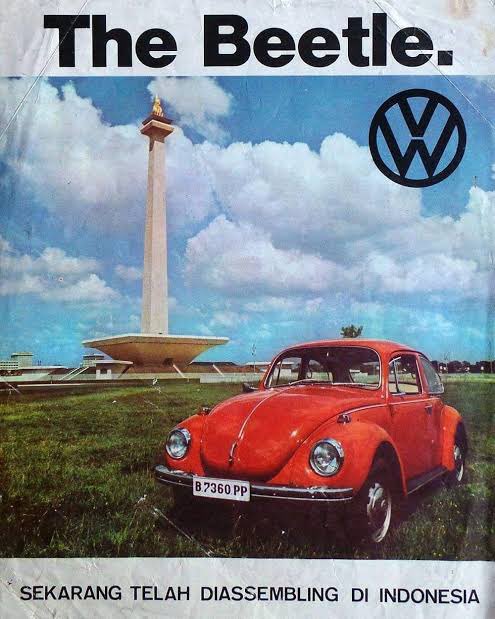 “Now assembled in Indonesia”.  Local ads for VW Beetle, known in Indonesia as “VW Kodok (frog)”, and VW Type 181/2 - locally known as “VW Safari” or VW “Camat” (head of district - as at one time it was distributed/used by head of districts throughout Indonesia). #VWBeetle #VW181