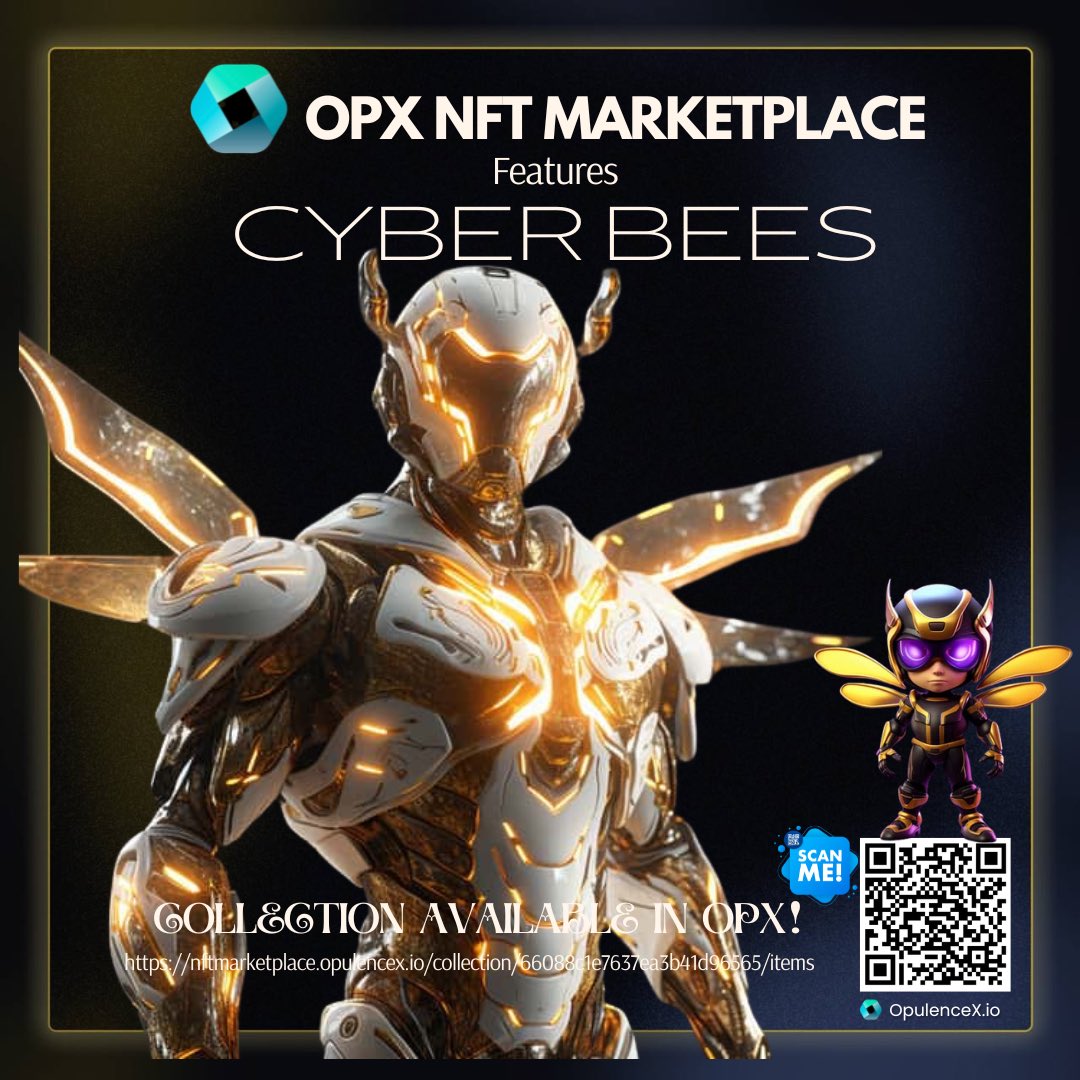 OpulenceX_NFT's tweet image. Introducing an #NFTCollection of magnificent and futuristic take on our favorite smart workers - the bees! 🐝

🤖Cyber Bees🐝

This limited edition #NFT can get you a free Cyber Funko Bees &amp;amp; 50% off on Cyber Warrior Bees!
Mint Here 👇
nftmarketplace.opulencex.io/collection/660…
#XRPhasNFT #XRPL