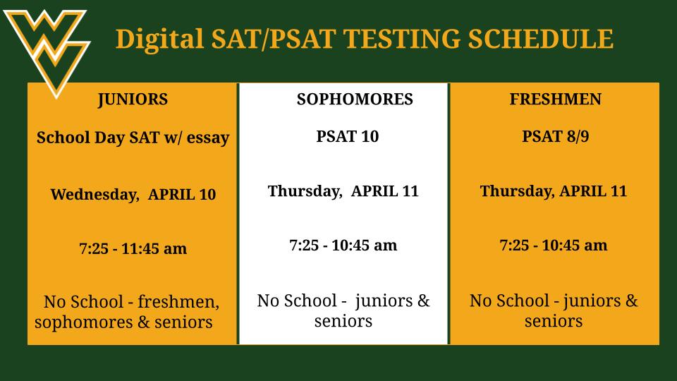 Important SAT/PSAT Info. for April 10 & April 11