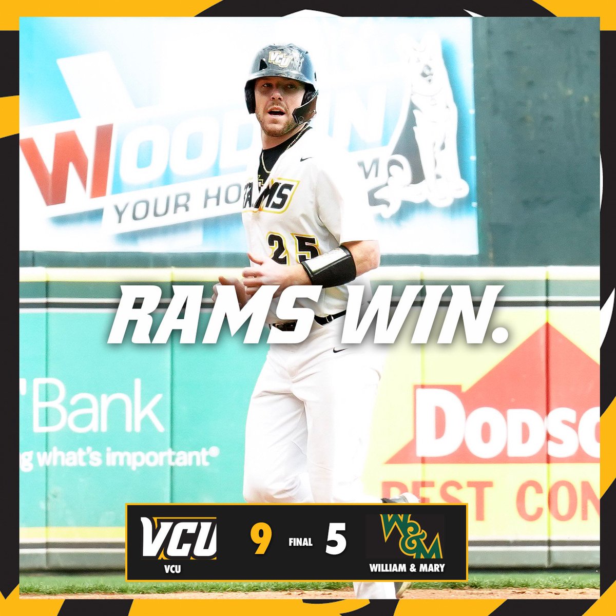 Another one in the 'W' column. 
⚾️ Thilges - 2-3, Grand Slam, 4 RBI
⚾️ Boone - 2-5, 2 RBI
⚾️ Cosentino - W (1-0), 3.1 IP, O R, 2 K

#LetsGoVCU