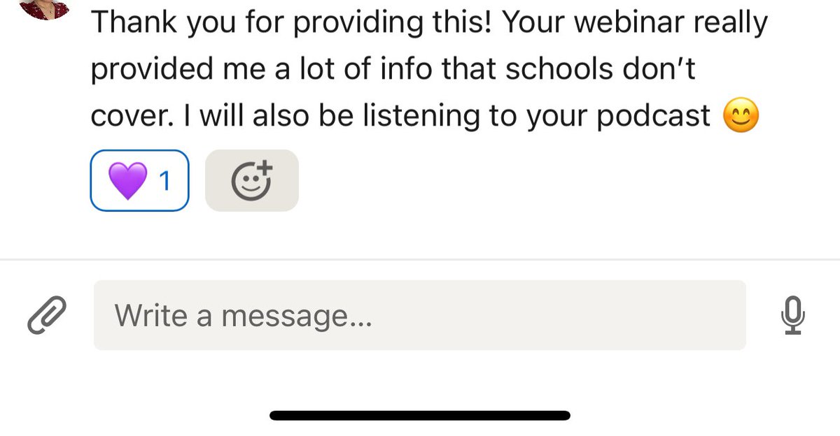 Presented a webinar today on employer branding to improve talent attraction and retention. Was SO EXCITED to get this message afterwards from an HR student who attended! I’m so proud of her for taking the initiative to sign up and attend an HR webinar on a new topic ☺️ I…