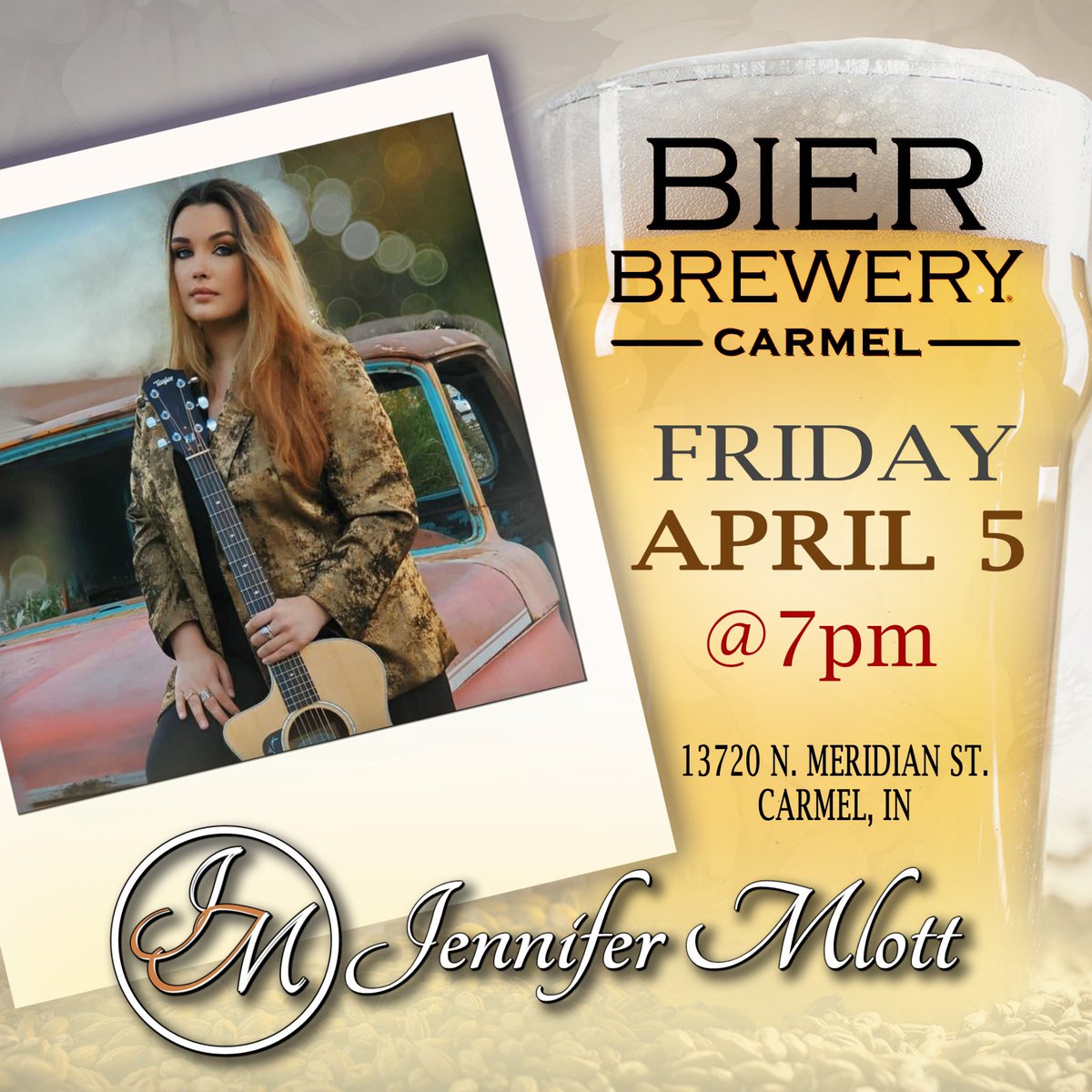 See you soon Carmel ! Join me this Friday at Bier Brewery Carmel for live music beginning at 7 PM ! I can’t wait to be back ! Bier Brewery has such a fun atmosphere and amazing food ! 🌸💐🌸 #jennifermlottmusic