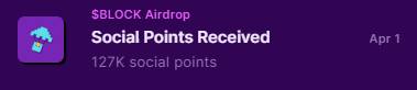 Wth i didn't know i already received my points from last week okay lez grind moreeee!!!

$BLOCK

Like and Re-tweet for a hard boost