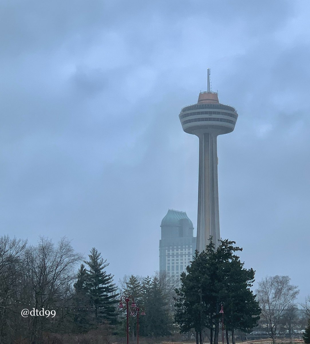 Chilly and misty day in #NiagaraFalls, Ontario today. We still had a great time! #StormHour #ThePhotoHour #clouds #roadtrip #SkylonTower #mobilephotography #Photography