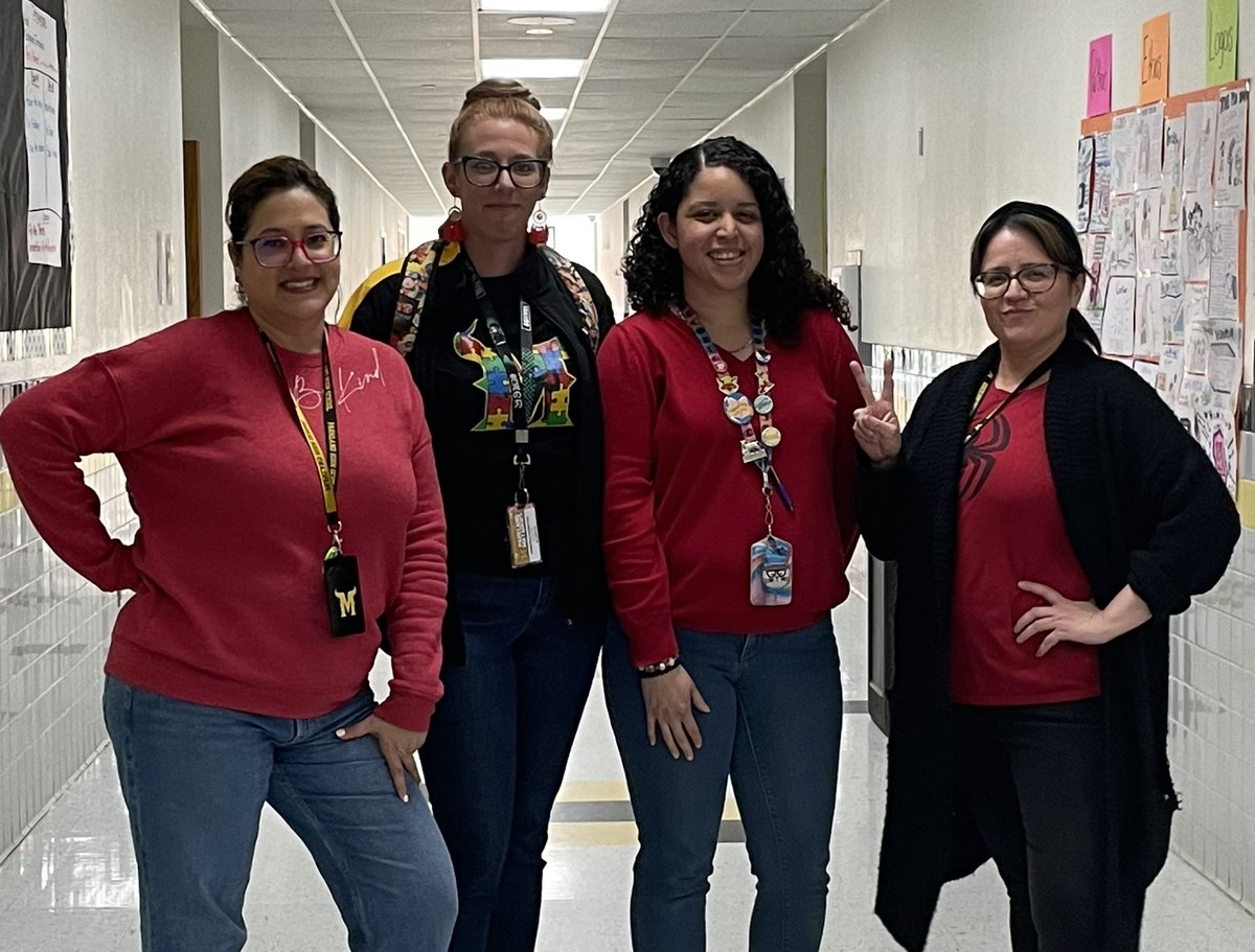 We wore red today in recognition of World Autism Day! English I team!  <a href="/phsmats/">Parkland Matadors</a> <a href="/PHSTennis915/">Sidney Thomas</a> <a href="/JSalgado_PHS/">Javier Salgado</a>
