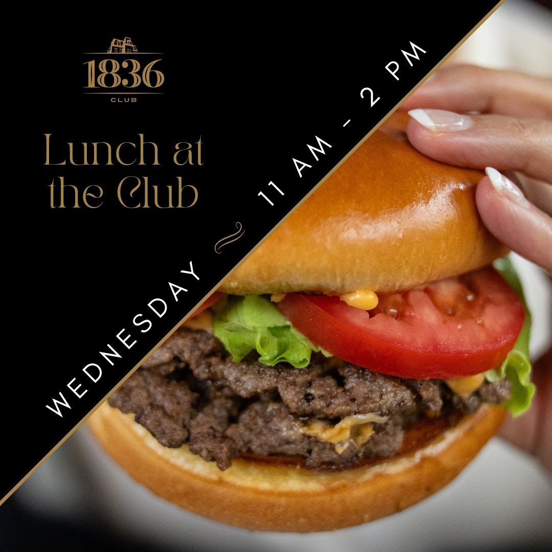 Members,

Elevate your Wednesday midday experience at our Club!

Whether you’re seeking a serene spot for a business meeting or simply craving a relaxing lunch, we’ve got you covered.

#The1836Club #WednesdayLunch #lunchdate