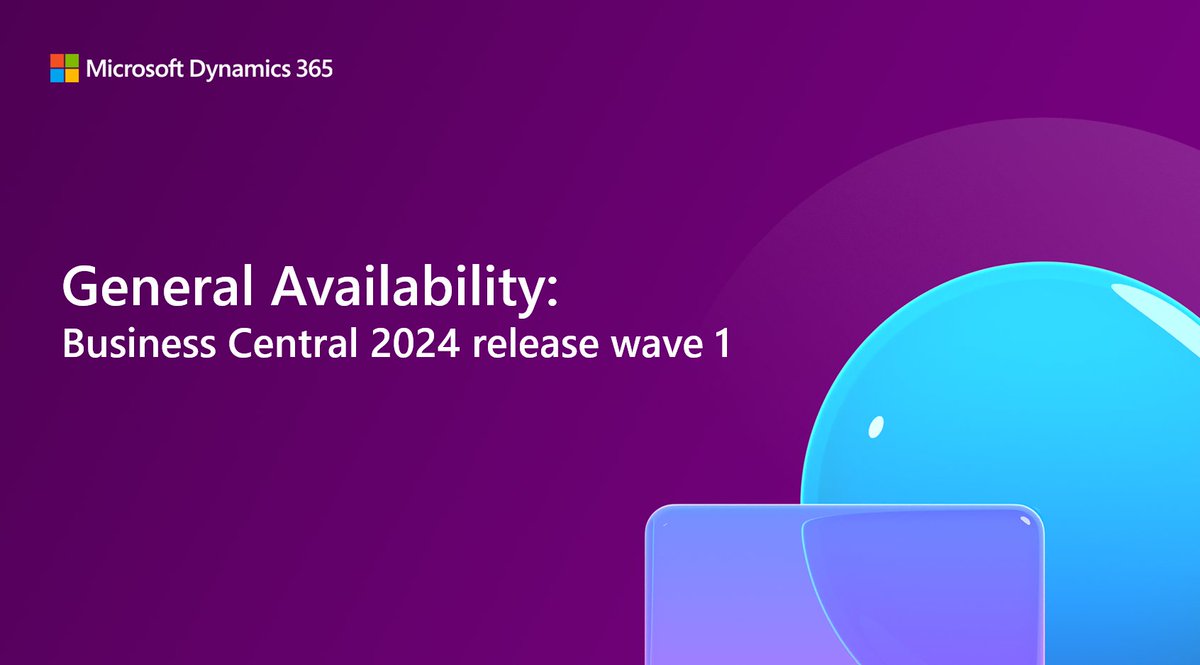 Today marks the general availability of #MSDyn365BC 2024 release wave 1 (version 24) 🥳 Join us at the Business Central Launch Event on April 4th to learn what is new in this release. Register at aka.ms/BCLE