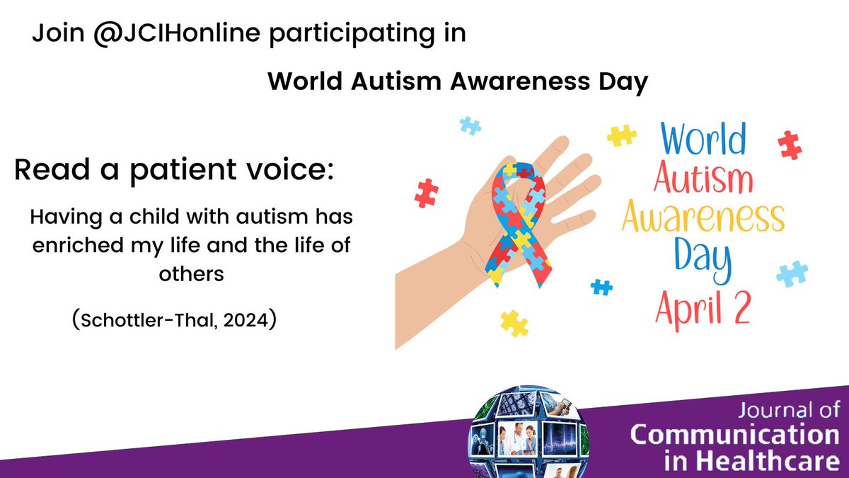 On World Autism Day revisit a @JCIHOnline Patient Voice where a pediatrician shares her experience as the proud mother of a child with autism. Read more: tandfonline.com/doi/full/10.10… #HealthCommunication #WorldAutismAwarenessDay #autismawareness #patientvoice