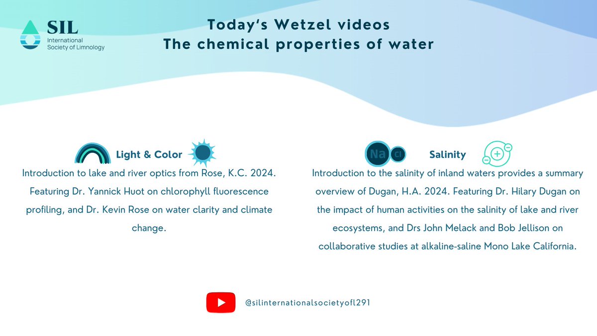 Today  we learn about two important chemical properties! Did you always wonder why water can have different colours? You might also wonder the role salinity plays in freshwater ecosystems.
Salinity 📽️  youtu.be/_SjQzZ4Mk4M?si…
Light &amp; Color 📽️ youtu.be/5xqjVt6dbUw?si…