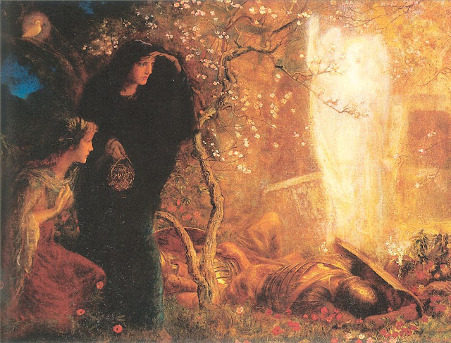 He is Risen by Arthur Hughes (1832-1915)
#DivinityArrived #soulfulart #artandfaith #apaintingeveryday
#LoveCameDown #betweenstories #KyrieEleison #MaundyThursday #WhiteThursday #goodfriday #easter #resurrection Info  from Wikipedia in comments. 1/4
