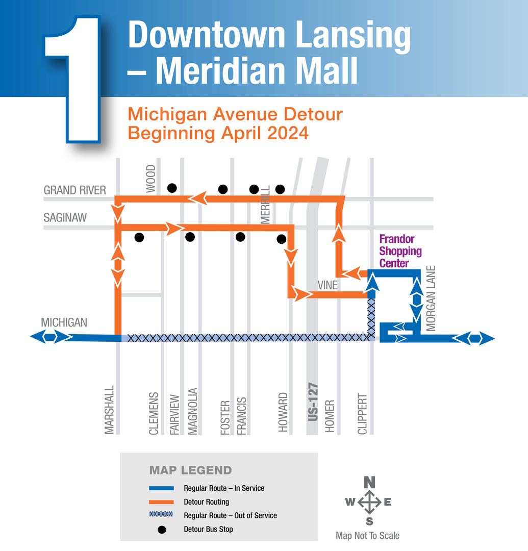 RideCATA's tweet photo. Attention riders! 🚌🚧 Route 1 is currently on detour due to a major street reconstruction project along Michigan Avenue. 

Stay informed by visiting https://t.co/ltsHYJNB40 for the latest updates. 
 
#rideCATA #RouteDetour #ServiceInformation https://t.co/gCIxbkk8gR