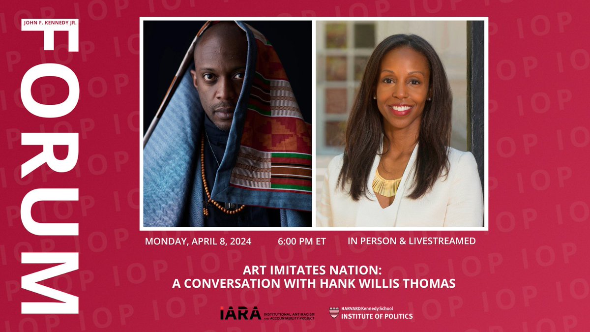 Artist of 'The Embrace' in Boston Commons, Hank Willis Thomas, joins us in the Forum on April 8 for a fireside chat with Professor @sarahelizalewis. They'll explore art's role in shaping racial narratives & fostering social equity. RSVP: ken.sc/forum-0408 @IARA_HKS