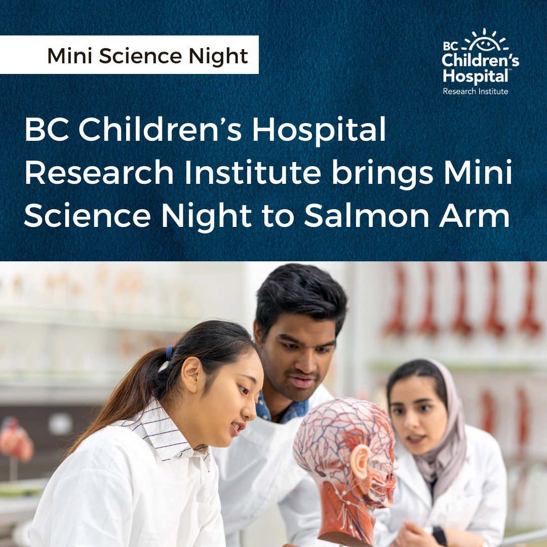 Mini Science Night is heading to Salmon Arm, BC, on May 2. In this free event, attendees will hear from award-winning professionals and learn about careers in science and medicine. Admission is free, but space is limited. Register now: bcchr.info/3J3fBL3