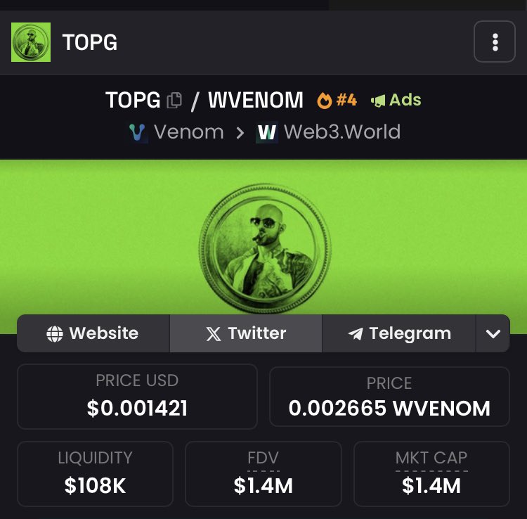 two new memes on #venom. trending on #venom atm …. let’s see if they’re here for a long time $symb and $TOPG @TOPGhasVenom looks more solid from my take though 👍 #DYOR #nfa