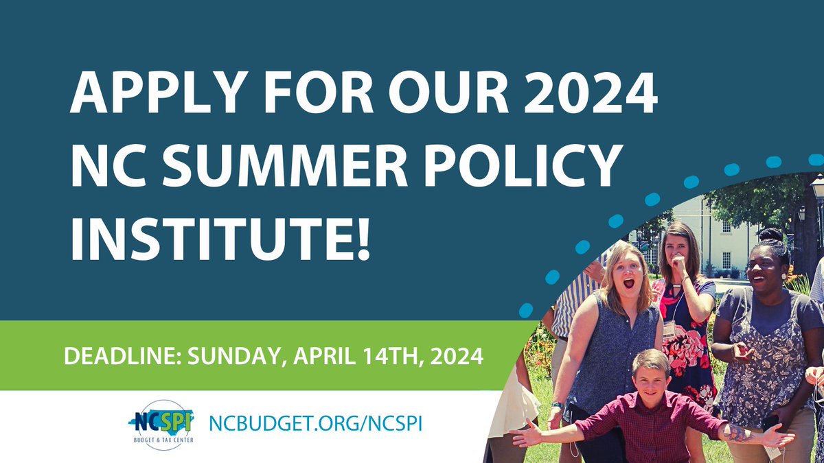 The NC Summer Policy Institute is a four-day program young people ages 18-25, who are interested in getting involved and learning more about public policy in North Carolina. Applications are open now until Sun. April 14th at 11:59pm

ncbudget.org/ncspi/?sourcei…