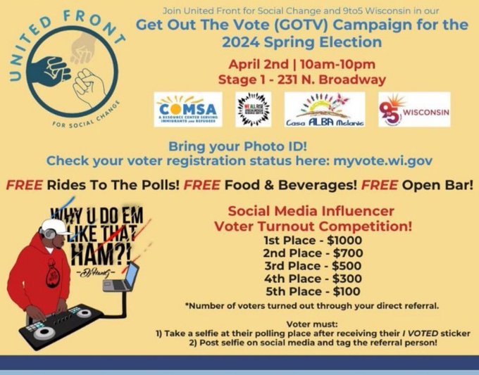Voting is a foundational civil right, but it is also a responsibility that impacts our lives and communities. Voters should vote based on their informed decisions, not because someone gave you free food and drinks.