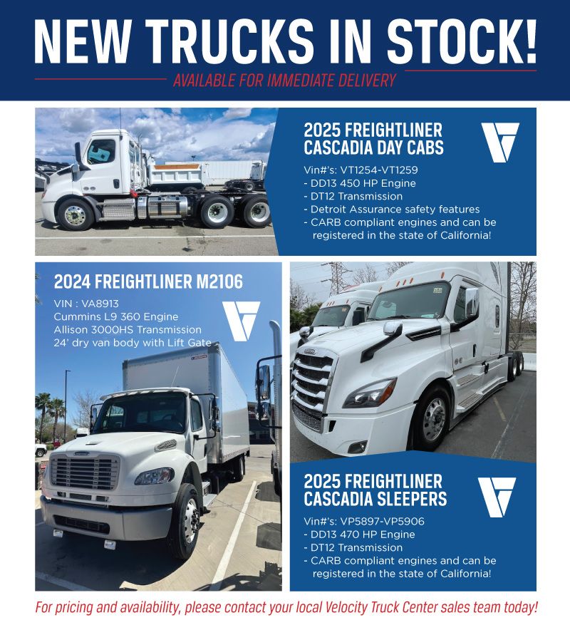 We've got more New Trucks available for immediate delivery! Contact your local sales team today to snag one before they're gone! 
VelocityTruckCenters.com