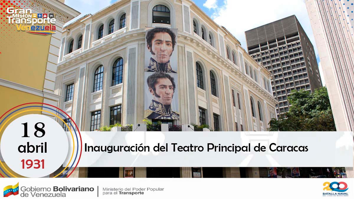 #Efemérides | #18Abr Se inaugura el Teatro Principal de Caracas, siendo una obra del arquitecto Gustavo Wallis Legórburu. En su época fue el primer edificio en Venezuela que contó con armazón de acero, balcón delantero y un tratamiento acústico en las paredes.