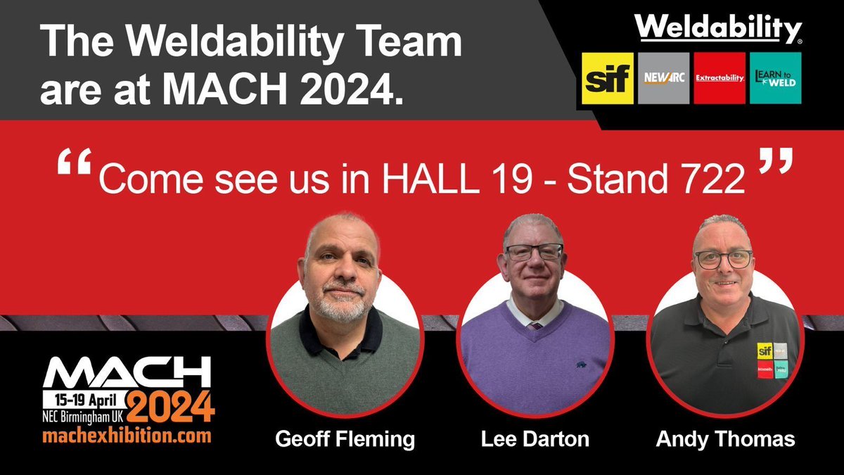 learn_to_weld's tweet image. Excited for MACH conference? Don&apos;t miss out on the chance to network with the Weldability team at Hall 19 - Stand 722. Let&apos;s dive into the future of manufacturing together! Register for FREE: buff.ly/3TIQ0fr #manufacturing #engineering #mfg