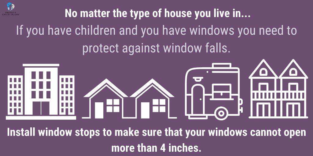 No matter what type of house 🏠 you live in, it's important to protect your little ones against window falls. Install window stops to make sure windows cannot open more than 4 inches. #WindowSafetyWeek #WindowSafety