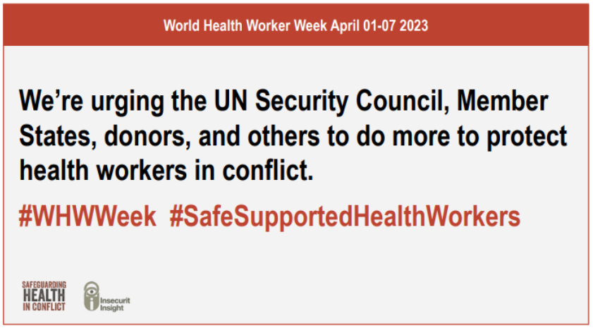 📢 We need IMMEDIATE action to ensure #SafeSupportedHealthWorkers in conflict areas. ‼️ @SafeguardingHC data show >2,400 attacks against health care in 2023. This number is expected to be even HIGHER for 2024. #WHWWeek Read last year’s report➡️ shcc.pub/2022RedLines