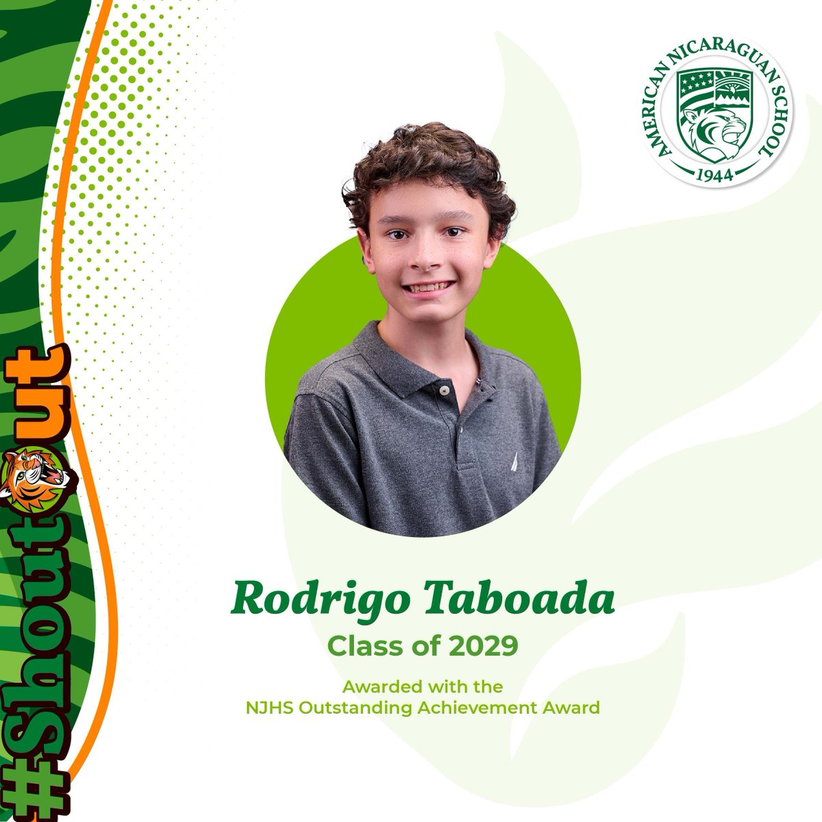 🎊 Give a huge #SHOUTOUT to Rodrigo Taboada as he was awarded with the National Junior Honor Society (NJHS) - Outstanding Achievement Award! 🎓 Rodrigo is a committed student to NJHS's five pillars, scholarship, service, leadership, character and citizenship. 🌟 #THISISANS
