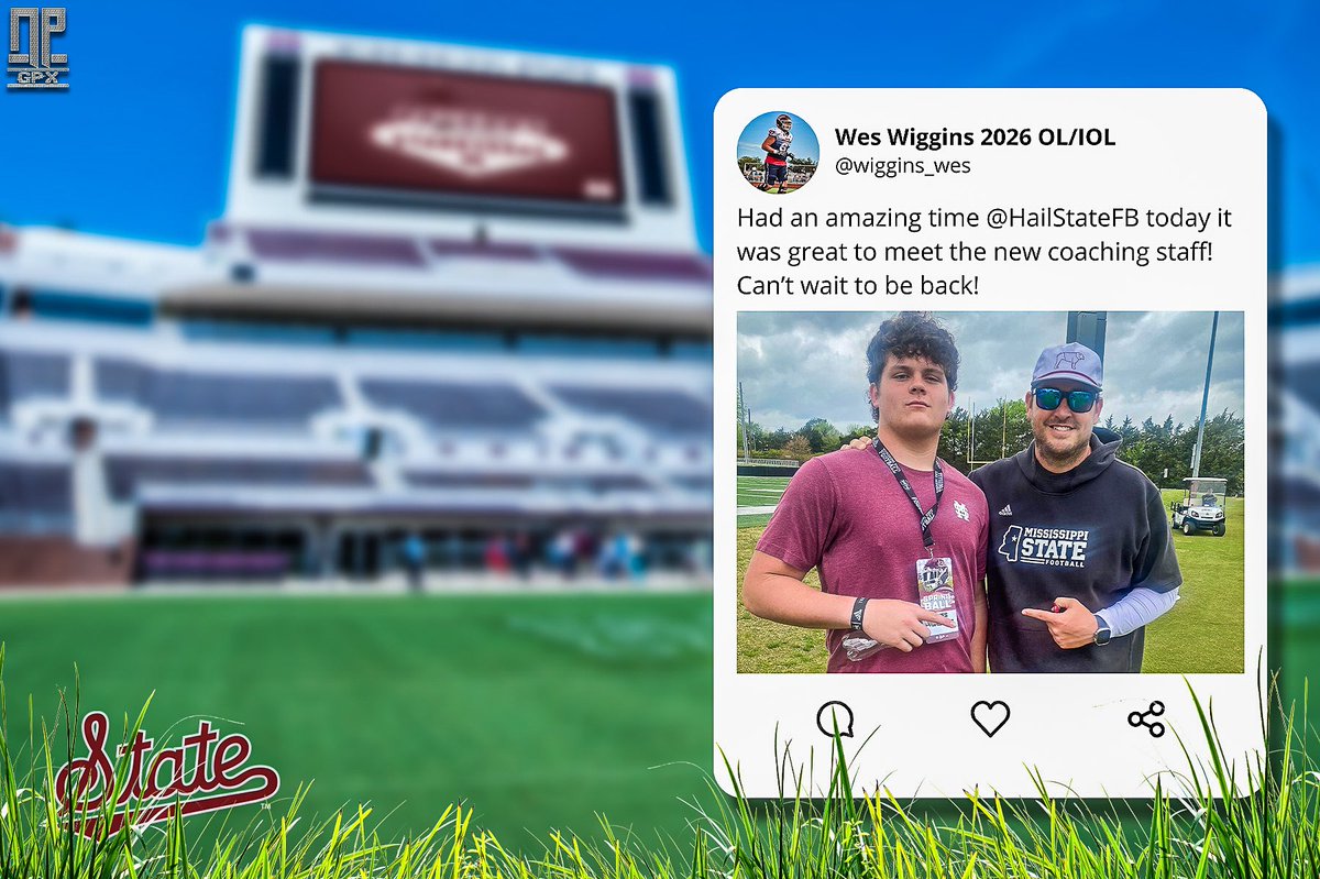 Class of 2026 offensive lineman from Smithville High School (Smithville, MS), Wes Wiggins (@wiggins_wes) shares his thoughts on @X about his visit to #HailState Football and Statkvegas!