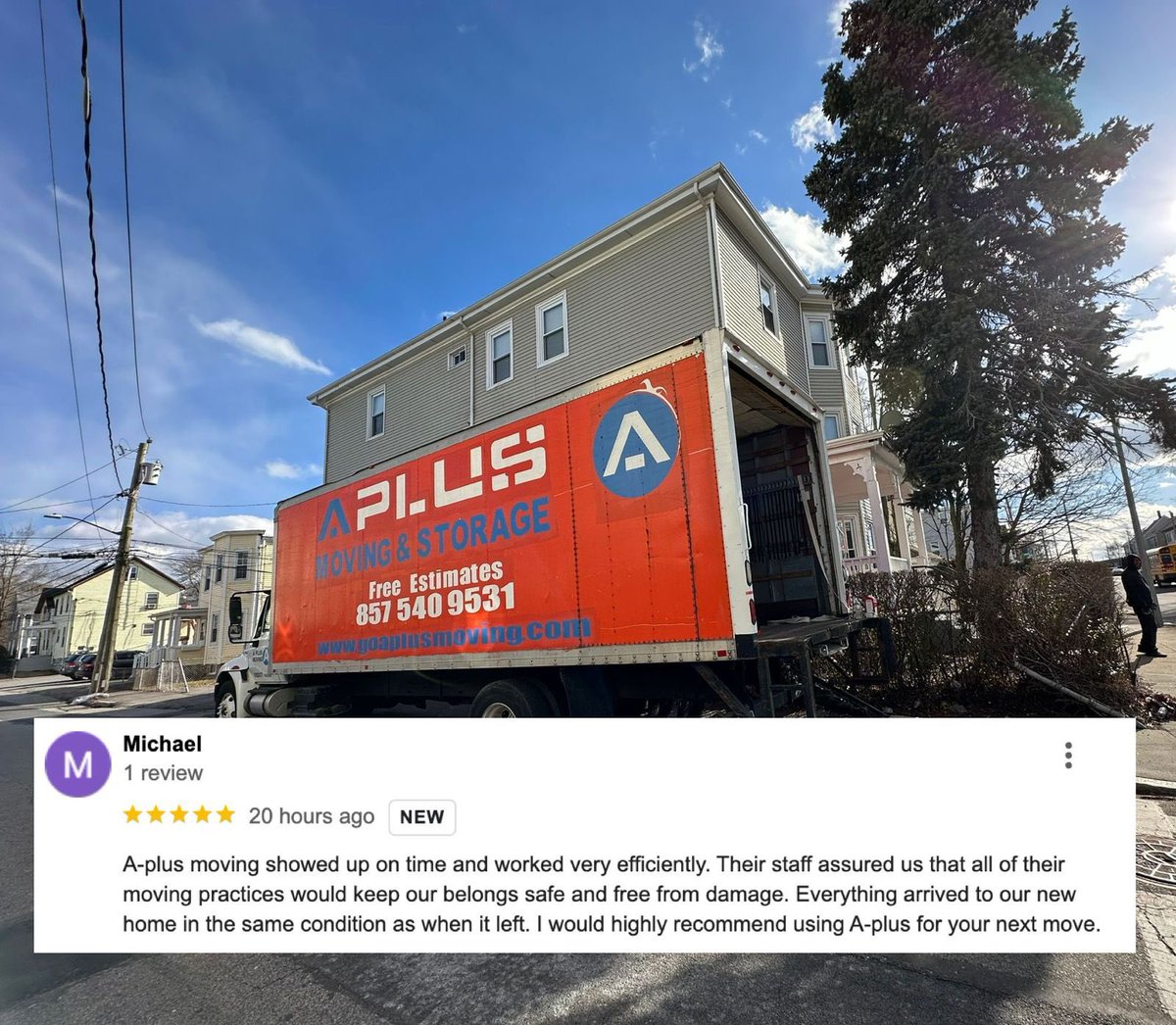 Thank you for the wonderful review!

#movingcompaniesboston #moversboston #movers 
#bostonbestmovers #moversboston #bestofboston
#movingcompanies #bostonmovers #bostonmovinghelp 
#moversnearme #boston #aplusmoving #aplusmovers
#movingservices #professionalmovers #moving