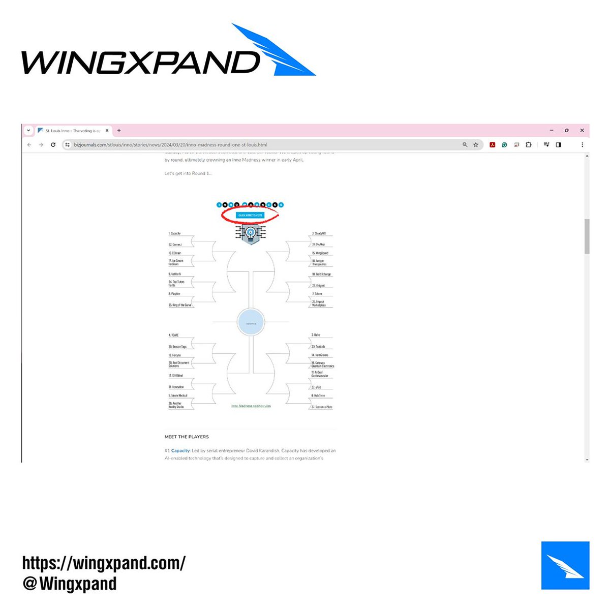 Go vote for WingXpand in the semifinals!!✈️🧠
Follow the link and find the 'click here to vote' button above the bracket! 🏅🗳️
bizjournals.com/stlouis/inno/s…