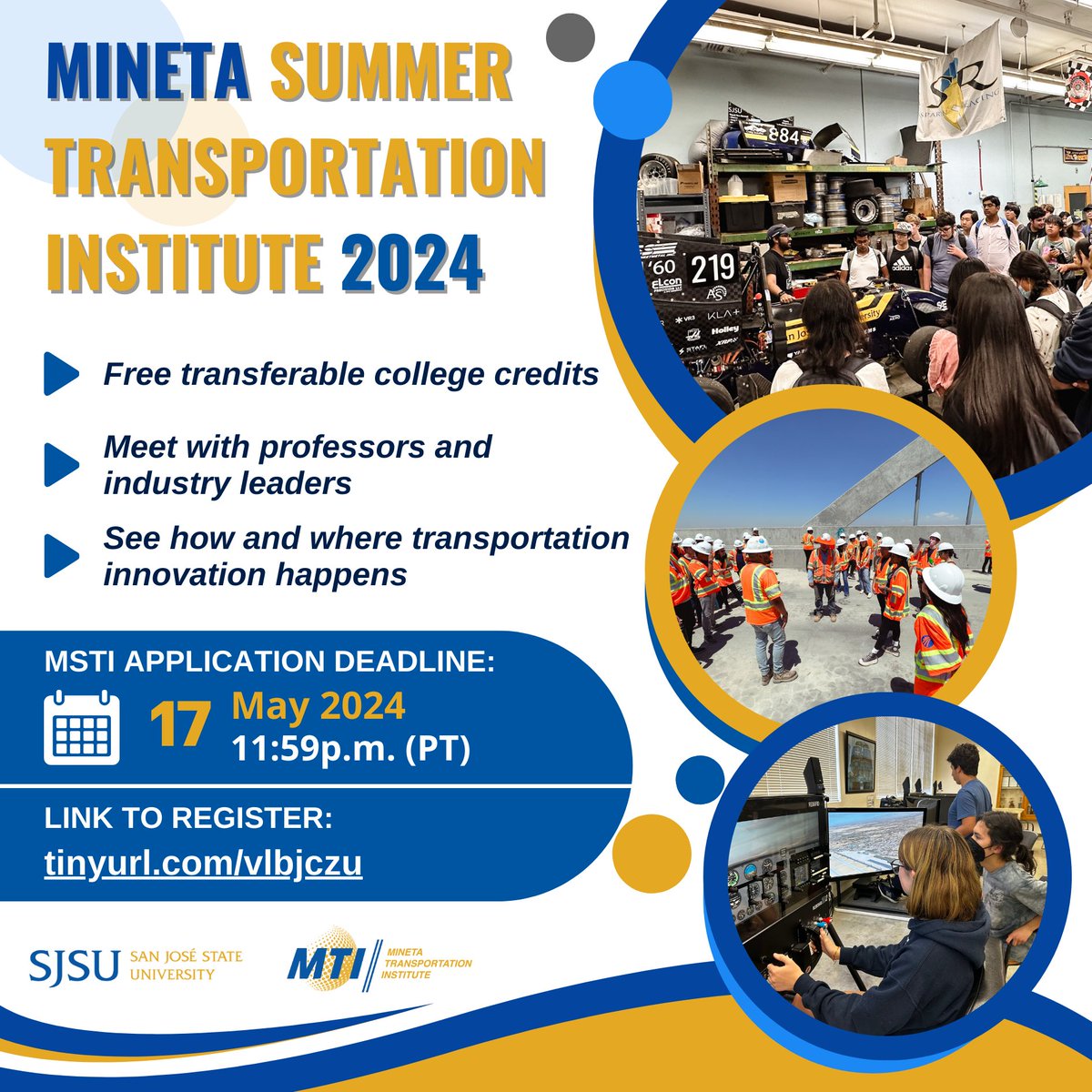 Autonomous vehicles? Check. Aviation? Check. High-speed rail? Yep. Explore transportation through hands-on STEM activities and excursions while earning college credits. Did we mention it’s free? High-school students apply here: transweb.sjsu.edu/workforce-deve…