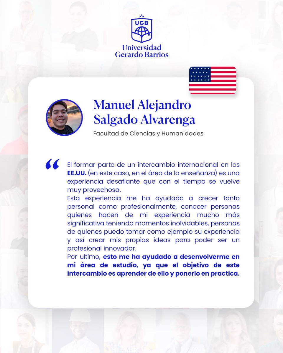 Alejandro Salgado estudiante de la Facultad de Ciencias y Humanidades nos comparte su experiencia en el intercambio en Estados Unidos, la cual le brindó valiosas lecciones y nuevas perspectivas para su futuro en la enseñanza. #UGBPorElMundo🌎